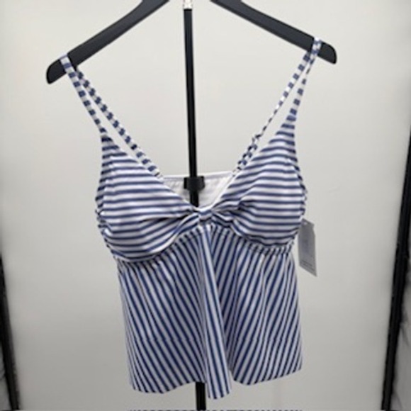 Time and Tru Other - Time and Tru Womens Blue White Striped Tankini Swim Top Size L 12-14‎ NWT
